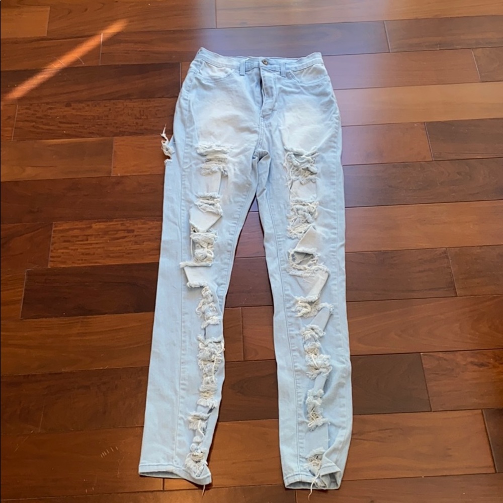 Super high waisted Distressed jeans